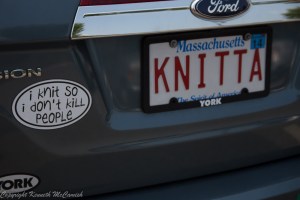 Knitta license plate