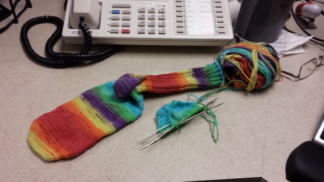 Socks currently in active stitch mode